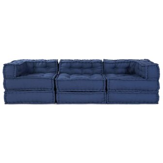 Poef 3 st modulair stof indigo 8