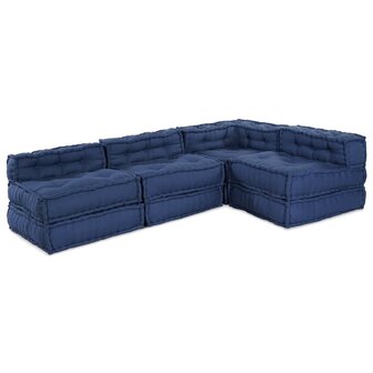 Poef 4 st modulair stof indigo 1