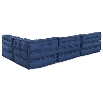 Poef 4 st modulair stof indigo 7