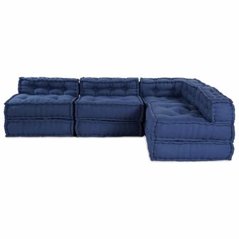 Poef 4 st modulair stof indigo 8
