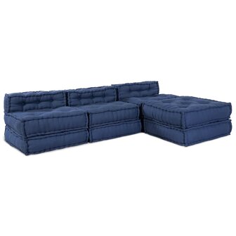 Poef 4 st modulair stof indigo 1