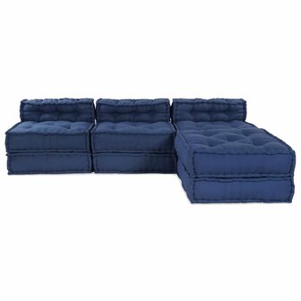 Poef 4 st modulair stof indigo 8