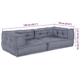 Grijze Modulaire Poef 140 x 70 x 36 cm 8