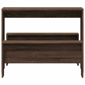 3-delige Eettafel en bankenset bewerkt hout bruin eikenkleur 4
