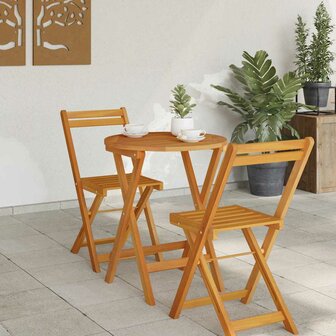 Opvouwbare Tuintafel Rond &Oslash;60 x 72 cm van Massief Acacia Hout 2