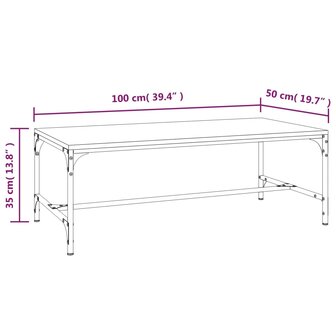 Salontafel 100x50x35 cm bewerkt hout gerookt eikenkleurig 8