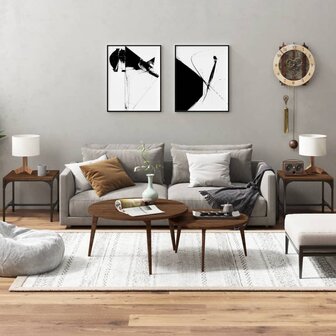 Bijzettafels 2 st 40x40x35 cm bewerkt hout bruineiken 1