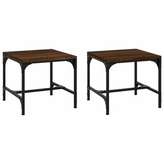 Bijzettafels 2 st 40x40x35 cm bewerkt hout bruineiken 2