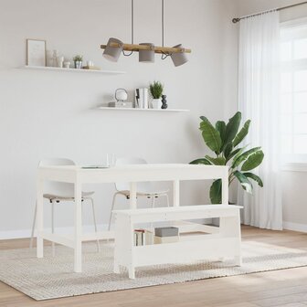 Halbankje 100x28x45 cm massief grenenhout wit 3