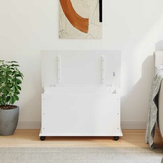 Opbergkist met wielen ALTA 73x39,5x43 cm massief grenenhout wit 3