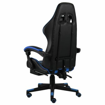 Racestoel met voetensteun kunstleer zwart en blauw 3
