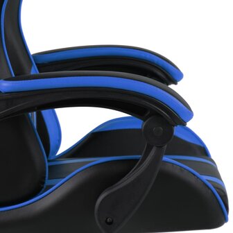 Racestoel met voetensteun kunstleer zwart en blauw 5