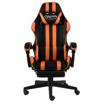 Racestoel met voetensteun kunstleer zwart en oranje 2