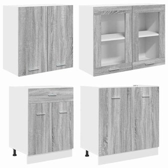 Keukenkastenset met lade 4 pcs Grijs sonoma 140 x 46 x 81.5 cm 4
