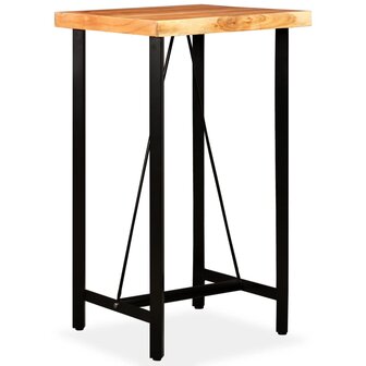 3-delige Barset massief acaciahout, echt leer en canvas 2