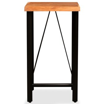 3-delige Barset massief acaciahout, echt leer en canvas 3