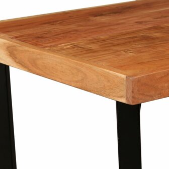 3-delige Barset massief acaciahout, echt leer en canvas 4