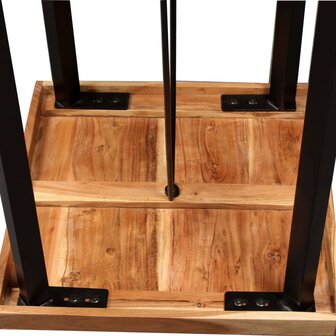 3-delige Barset massief acaciahout, echt leer en canvas 6