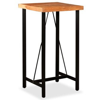 3-delige Barset massief acaciahout, echt leer en canvas 8