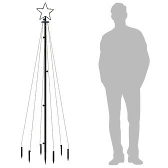 Kerstboom met grondpin 108 LED&amp;apos;s koudwit 180 cm 9