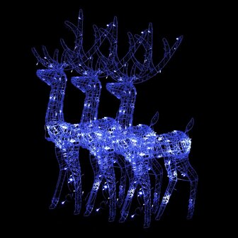 Kerstversieringen rendier 3 st 120 cm acryl blauw 2