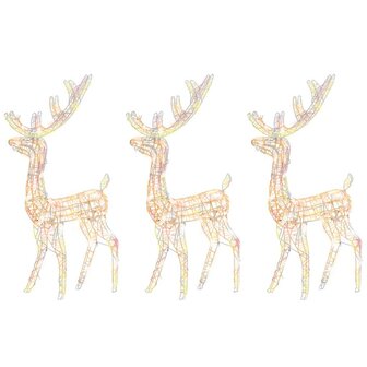 Kerstversiering rendier 3 st meerkleurig 120 cm acryl 2