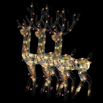 Kerstversiering rendier 3 st meerkleurig 120 cm acryl 4