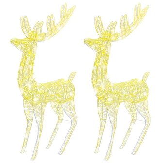 Kerstdecoratie rendier XXL 2 st 250 LED&amp;apos;s warmwit 180 cm acryl 3