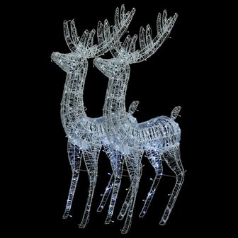 Kerstdecoratie rendier XXL 2 st 250 LED&amp;apos;s warmwit 180 cm acryl 2