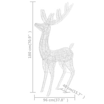Kerstdecoratie rendier XXL 2 st 250 LED&amp;apos;s warmwit 180 cm acryl 8