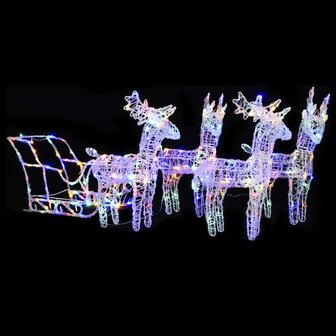Kerstdecoratie rendieren en slee 280x28x55 cm acryl 1
