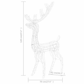 Kerstversiering rendier 140 LED&amp;apos;s koudwit 120 cm acryl 9