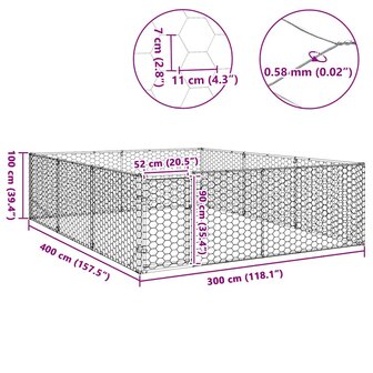 Hondenkennel voor buiten met deur 3x4x1 m gegalvaniseerd staal 8