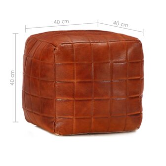 Poef 40x40x40 cm echt geitenleer tan 4