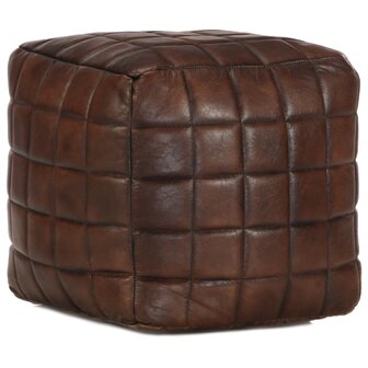 Poef 40x40x40 cm echt geitenleer donkerbruin 1