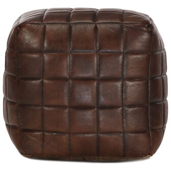 Poef 40x40x40 cm echt geitenleer donkerbruin 2