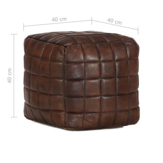 Poef 40x40x40 cm echt geitenleer donkerbruin 4