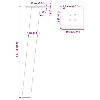 Salontafelpoten 4 st 30 cm staal antraciet 9