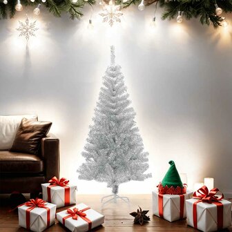 Kunstkerstboom met standaard 150 cm PET zilverkleurig 2