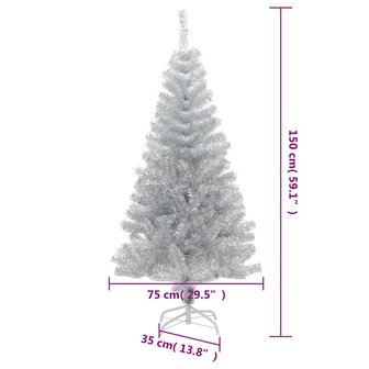 Kunstkerstboom met standaard 150 cm PET zilverkleurig 7