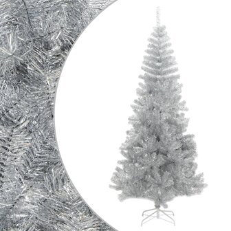 Kunstkerstboom met standaard 180 cm PET zilverkleurig 1