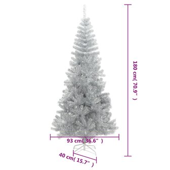 Kunstkerstboom met standaard 180 cm PET zilverkleurig 6