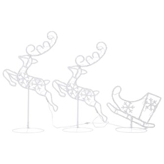 Kerstdecoratie rendieren en slee 260x21x87 cm acryl koudwit 4