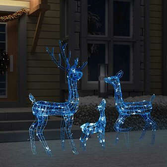 Kerstversiering rendierfamilie 300 LED&amp;apos;s blauw acryl 3
