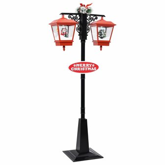 Straatlantaarn met kerstman 81x40x188 cm PVC zwart en rood 1