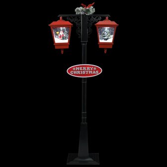 Straatlantaarn met kerstman 81x40x188 cm PVC zwart en rood 5