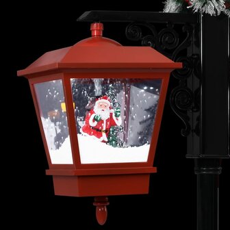 Straatlantaarn met kerstman 81x40x188 cm PVC zwart en rood 7