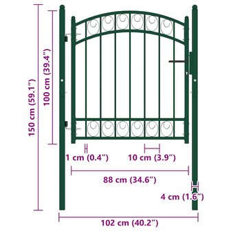 Poort met gebogen bovenkant 100x100 cm staal groen 5