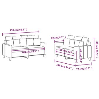 2-delige Loungeset met kussens stof bruin 7