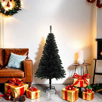 Kunstkerstboom met standaard 120 cm PVC zwart 2